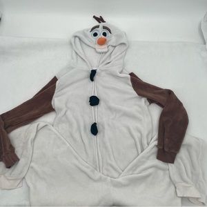 DISNEY Sleepwear Frozen Olaf Onesie Zip Up Pajamas Fleece Snowman size: XL
